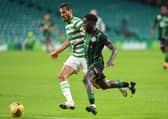 Celtic's Hatem Elhamed was found wanting as Ferencvaros' Tokmac Nguen scored the winner. Picture: Ross MacDonald / SNS