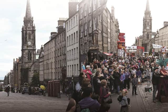 Edinburgh's Royal Mile in 2020 compared to 2019. Picture: TSPL