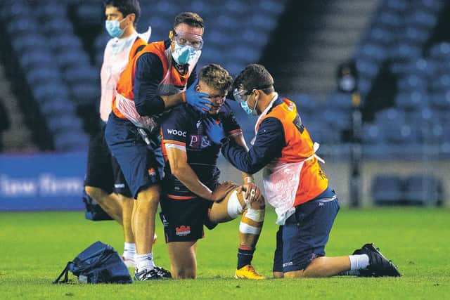 Edinburgh’s Darcy Graham went off injured in Friday night’s Pro14 defeat by Glasgow. Photograph: Craig Williamson/SNS Group