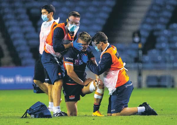 Edinburgh’s Darcy Graham went off injured in Friday night’s Pro14 defeat by Glasgow. Photograph: Craig Williamson/SNS Group