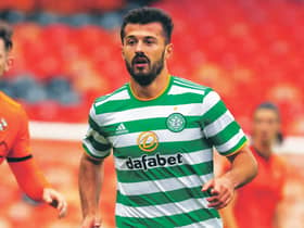 DUNDEE, SCOTLAND - AUGUST 22: Celtic's Albian Ajeti  in action during  the Scottish Premiership match between Dundee Utd  and Celtic at Tannadice,  on August 22, 2020, in Dundee, Scotland. (Photo by Alan Harvey / SNS Group)