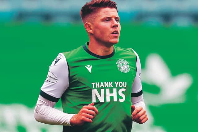 Kevin Nisbet, usually a central striker, was pushed out wide in Hibs' draw with Motherwell. Picture: Craig Foy/SNS Group