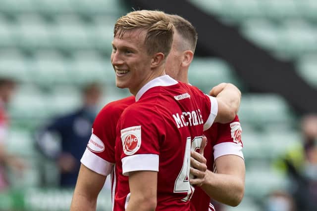 Ross McCrorie is all smiles after Aberdeen's 1-0 win against Hibs. Picture: Ross Parker/SNS
