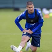 Lyndon Dykes during a Scotland training session at the Oriam, Edinburgh.