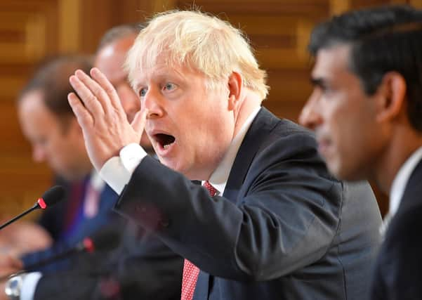 Britain's Prime Minister Boris Johnson speaks during a Cabinet meeting of senior government ministers. Picture: Toby Melville - WPA Pool/Getty Images