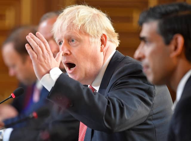 Britain's Prime Minister Boris Johnson speaks during a Cabinet meeting of senior government ministers. Picture: Toby Melville - WPA Pool/Getty Images