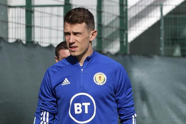 Scotland's Ryan Jack heads out for training at Oriam. Picture: Craig Williamson/SNS