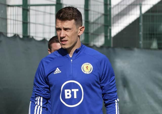 Scotland's Ryan Jack heads out for training at Oriam. Picture: Craig Williamson/SNS