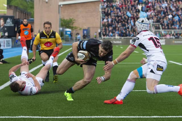 Glasgow Warriors' Tommy Seymour runs through for his first try in last year's Guinness Pro14 semi-final against Ulster. Picture: Bill Murray/SNS