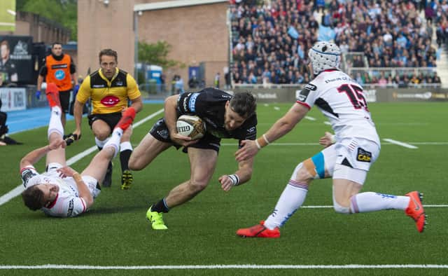 Glasgow Warriors' Tommy Seymour runs through for his first try in last year's Guinness Pro14 semi-final against Ulster. Picture: Bill Murray/SNS