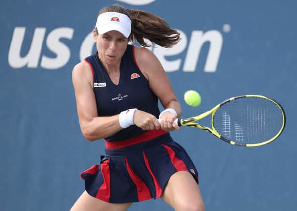 Johanna Konta returns the ball to compatriot Heather Watson. Picture: Al Bello/Getty