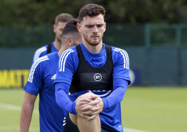 Scotland captain Andy Robertson during a training session at Oriam. Picture: Craig Williamson/SNS
