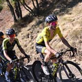 Britain’s Adam Yates rides at the front of a group on the climb to Mont Aigoual on Stage 6. Picture: Marco Bertorello/AFP