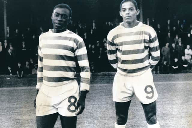 Ayrton Inacio and Marco di Sousa ahead of their Celtic bows in 1965.