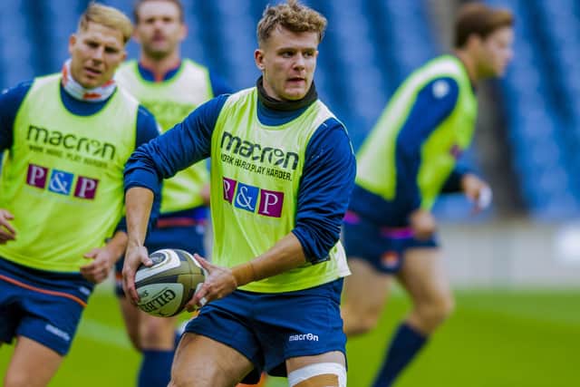 Darcy Graham is part of a dangerous Edinburgh back three alongside Blair Kinghorn and Duhan van der Merwe.  Picture: Mark Scates/SNS