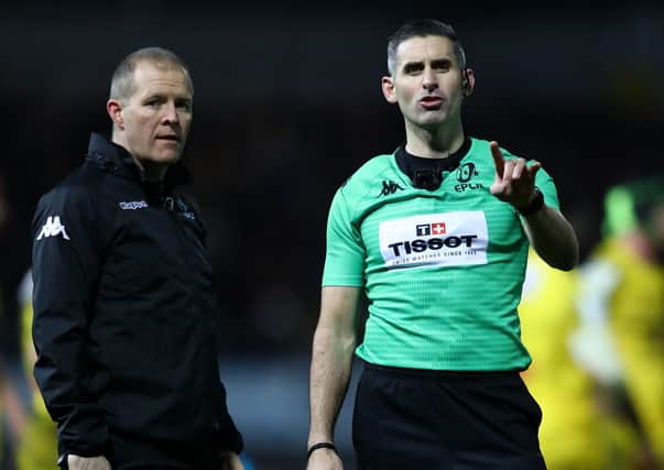 Referee Frank Murphy, right, will take charge of Edinburgh's Pro14 semi-final against Ulster. Picture: Michael Steele/Getty Images