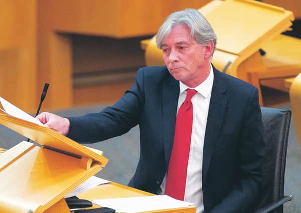 Scottish Labour leader Richard Leonard during First Minster's Questions (FMQ's) in the debating chamber of the Scottish Parliament in Edinburgh.