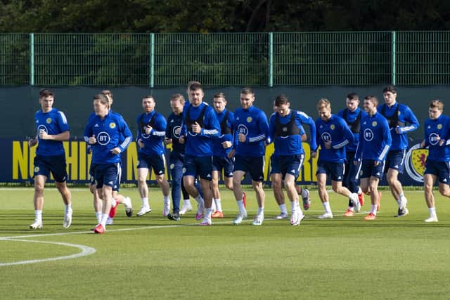 The Scotland players in training at the Oriam before departing for Czech Republic. Picture: Alan Harvey/SNS