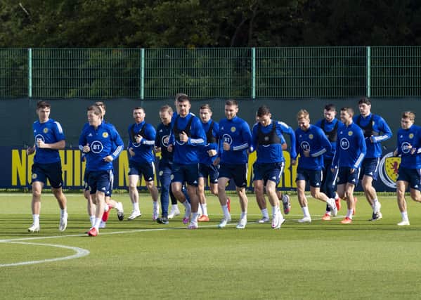 The Scotland players in training at the Oriam before departing for Czech Republic. Picture: Alan Harvey/SNS