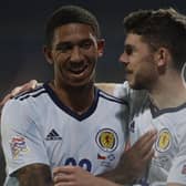 Ryan Christie, right, celebrates with Liam Palmer, left, after Scotland's 2-1 win over Czech Republic