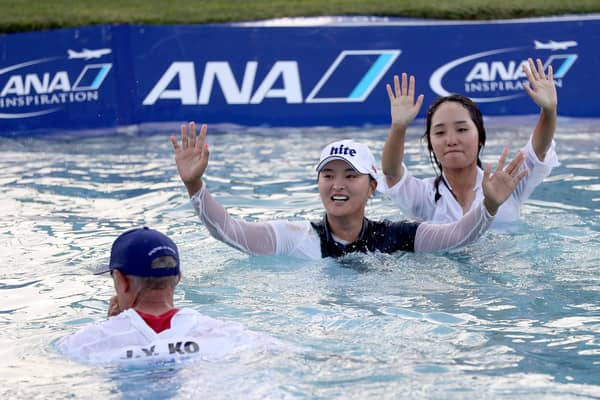 Ko Jin-young celebrates her victory at last year's ANA Inspiration at Mission Hills. The South Korean will be absent this year. Picture: Matthew Stockman/Getty Images