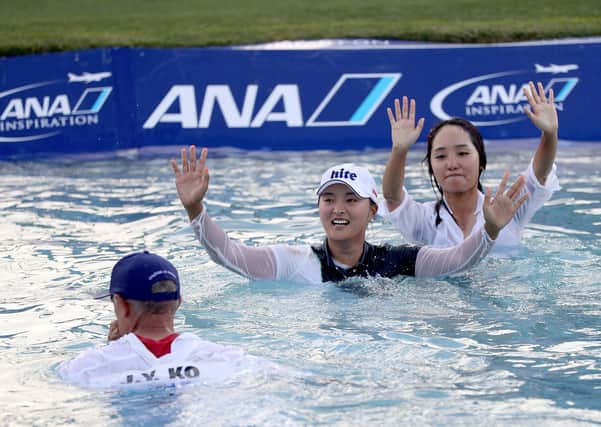 Ko Jin-young celebrates her victory at last year's ANA Inspiration at Mission Hills. The South Korean will be absent this year. Picture: Matthew Stockman/Getty Images