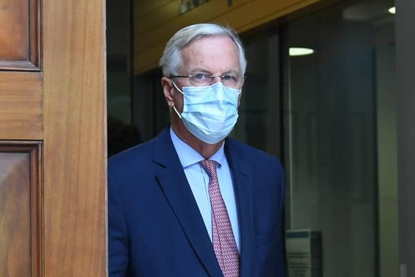 The European Commission's Head of Task Force for Relations with the United Kingdom, Michel Barnier, leaves EU House, London, after trade talks deal between the EU and the UK. PA Photo.
