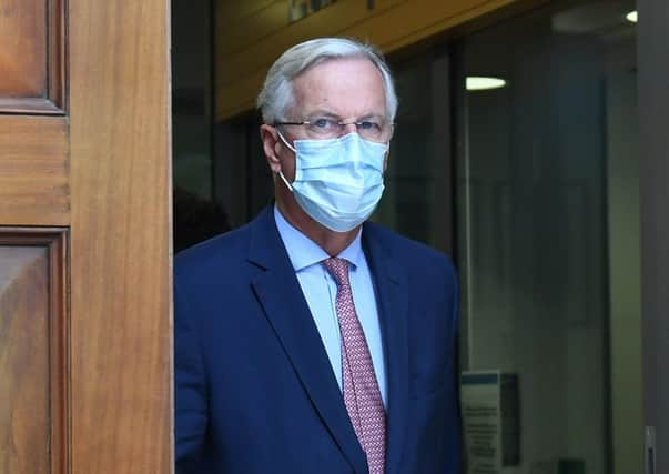 The European Commission's Head of Task Force for Relations with the United Kingdom, Michel Barnier, leaves EU House, London, after trade talks deal between the EU and the UK. PA Photo.