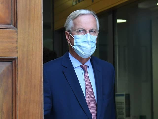The European Commission's Head of Task Force for Relations with the United Kingdom, Michel Barnier, leaves EU House, London, after trade talks deal between the EU and the UK. PA Photo.