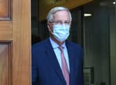 The European Commission's Head of Task Force for Relations with the United Kingdom, Michel Barnier, leaves EU House, London, after trade talks deal between the EU and the UK. PA Photo.