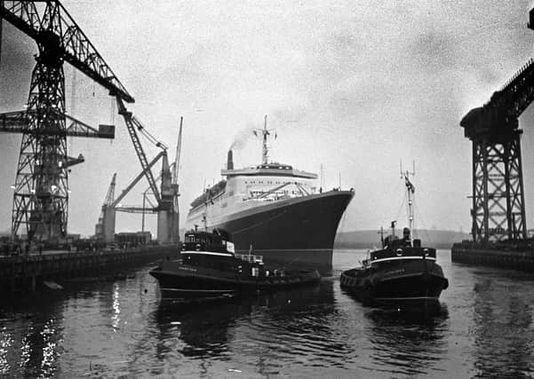 The QE2 seen at Clydebank in November 1968, a year after it was launched (Picture: PA)