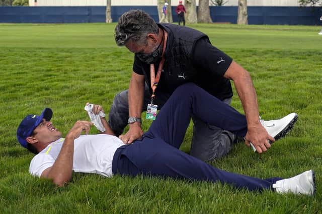 Brooks Koepka needed treated for an injury during the US PGA Championship last month. Picture: Jeff Chiu/AP