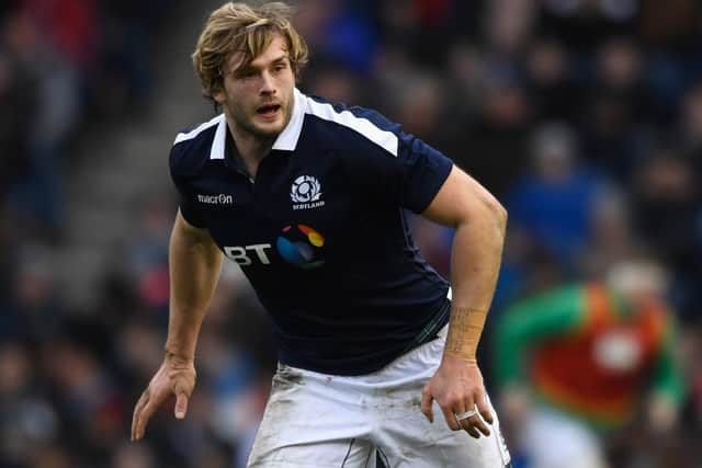 Glasgow Warriors lock Richie Gray in action for Scotland. Picture: Stu Forster/Getty
