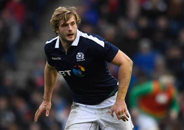 Glasgow Warriors lock Richie Gray in action for Scotland. Picture: Stu Forster/Getty