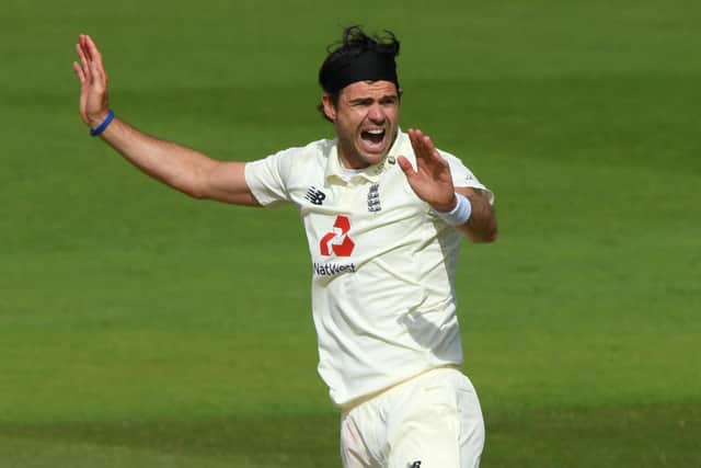 England bowler James Anderson appeals during the West Indies first innings at the Ageas Bowl. Picture: Stu Forster/Getty