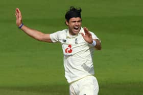 England bowler James Anderson appeals during the West Indies first innings at the Ageas Bowl. Picture: Stu Forster/Getty