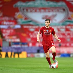 Full-back Andrew Robertson  in action against Crystal Palace at Anfield.