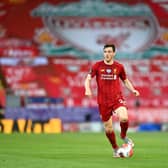 Full-back Andrew Robertson  in action against Crystal Palace at Anfield.