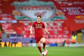 Full-back Andrew Robertson  in action against Crystal Palace at Anfield.