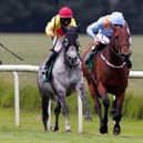 Richard Fahey's Right Action, right  on the way to victory at Thirsk. Picture: David Davies/Pool via Getty