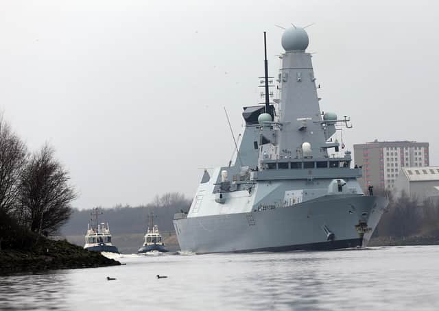 HMS Dauntless sails down the Clyde in March 2014 (Picture: Ian MacNicol)