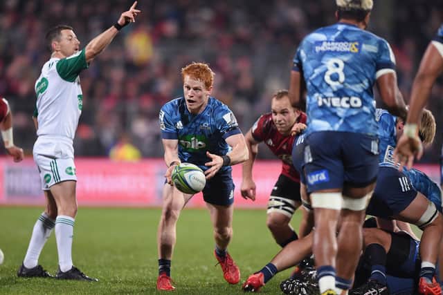 Finlay Christie in action for the Blues against Crusaders. Picture: Kai Schwoerer/Getty Images