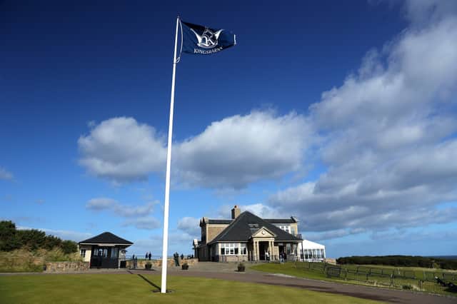 KINSBARNS, SCOTLAND - OCTOBER 02:  A general view of the clubhouse at Kingsbarns during previews prior to the 2018 Alfred Dunhill Links Championship at Kingsbarns on October 2, 2018 in St Andrews, Scotland.  (Photo by Warren Little/Getty Images)