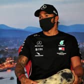 World Champion Lewis Hamilton during the drivers’ press conference in Budapest. Picture: xpbimages.com/AFP