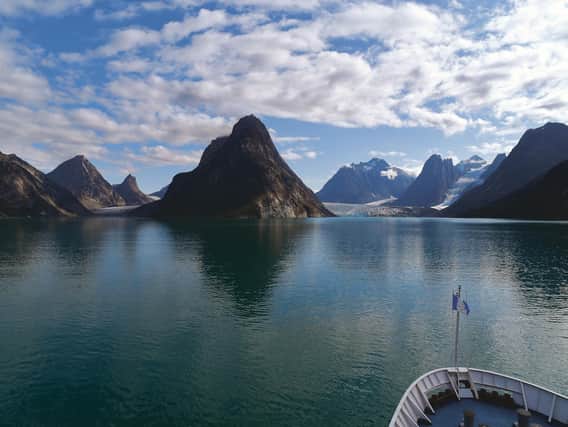 A fjord seen from the bow of Ocean Endeavour.Picture: Lisa Young