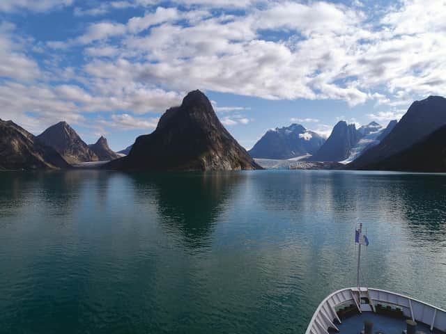 A fjord seen from the bow of Ocean Endeavour.Picture: Lisa Young