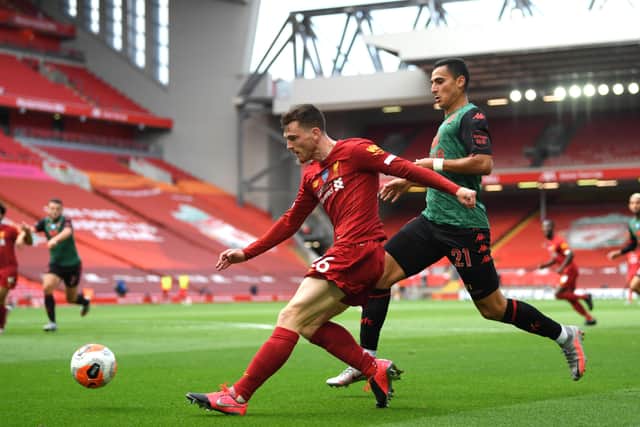 Andrew Robertson in action against Burnley earlier this month. Picture: Getty.