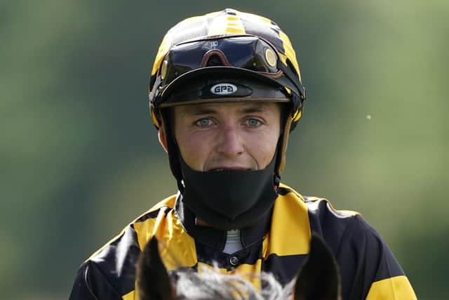 Jockey Kevin Stott guided 11-8 favourite Darvel to victory in the Follow Us On Twitter@chbmedical Novice Stakes at Ayr. Picture: Alan Crowhurst/Getty