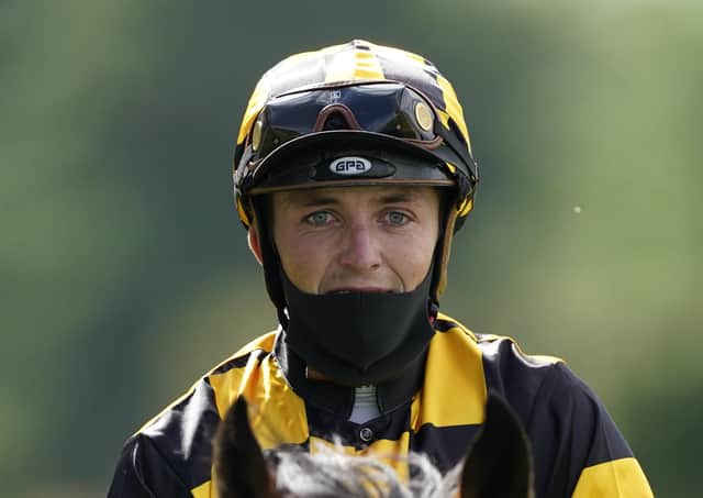 Jockey Kevin Stott guided 11-8 favourite Darvel to victory in the Follow Us On Twitter@chbmedical Novice Stakes at Ayr. Picture: Alan Crowhurst/Getty