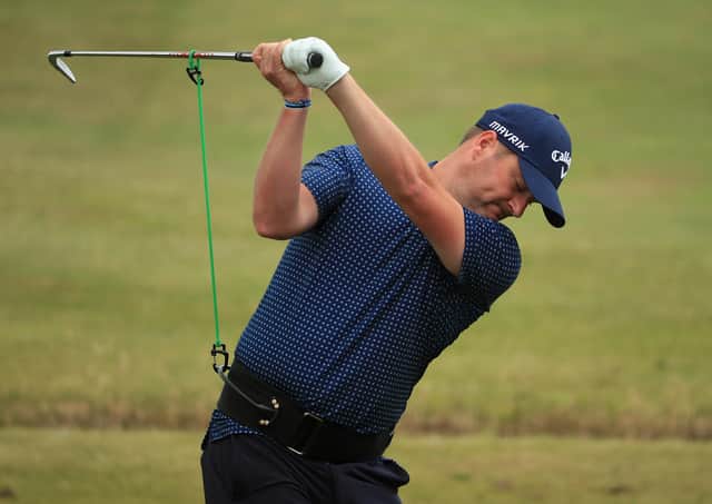 Marc Warren practises ahead of the Betfred British Masters at Close House Golf Club in Newcastle. Picture: Andrew Redington/Getty Images